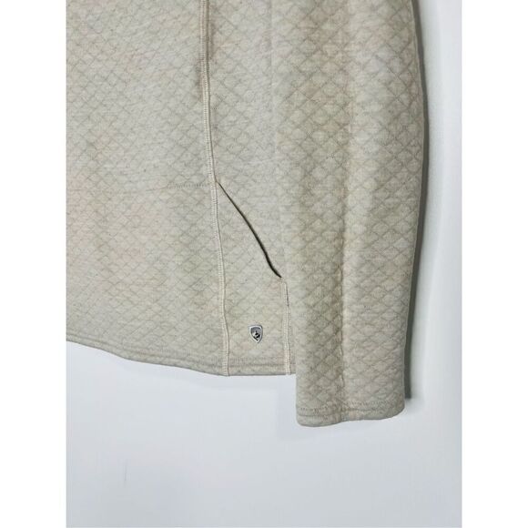 Kuhl Oatmeal Diamond Weave Cowl Neck Pullover Merino Wool Blend - Picture 3 of 10